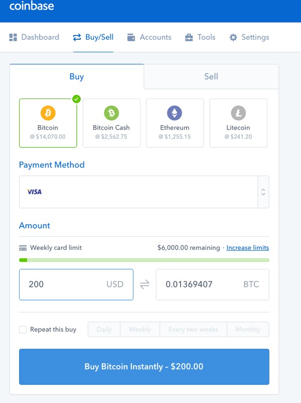 coinbase buy bitcoin instantly greyed out